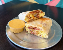 Breakfast burrito from Sweet Palm Coffee, the best breakfast burrito in downtown Charleston
